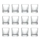12 Liqueur Glasses in Eco Crystal with Linear Design Decorations - Senzatempo Viadurini