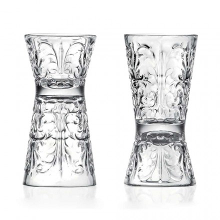 12 Luxury Decorated Jigger Glasses in Ecological Crystal - Destiny Viadurini