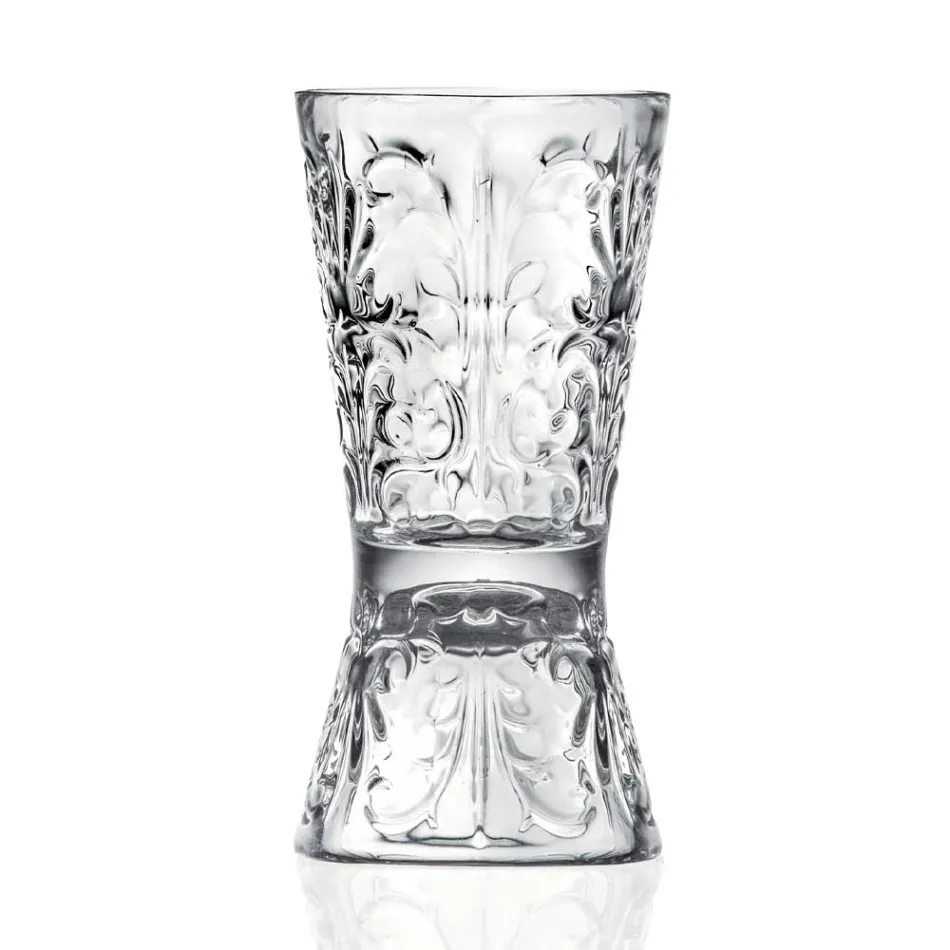 12 Luxury Decorated Jigger Glasses in Ecological Crystal - Destiny Viadurini