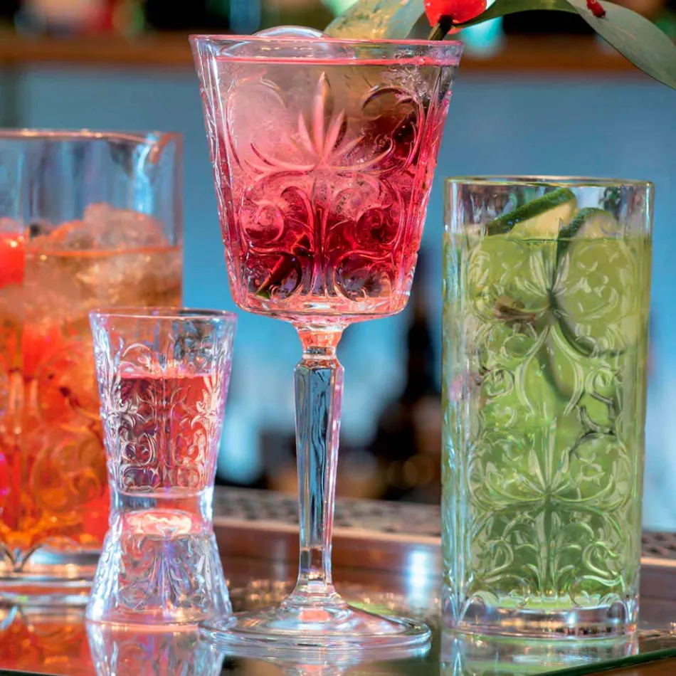 12 Luxury Decorated Jigger Glasses in Ecological Crystal - Destiny Viadurini