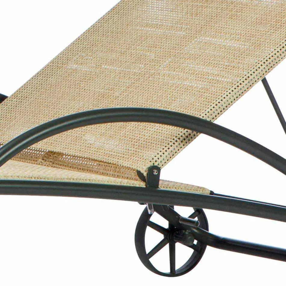 2 Stackable Outdoor Chaise Longues in Metal and Fabric Made in Italy - Perlo Viadurini