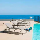 2 Stackable Outdoor Chaise Longues in Metal and Fabric Made in Italy - Perlo Viadurini