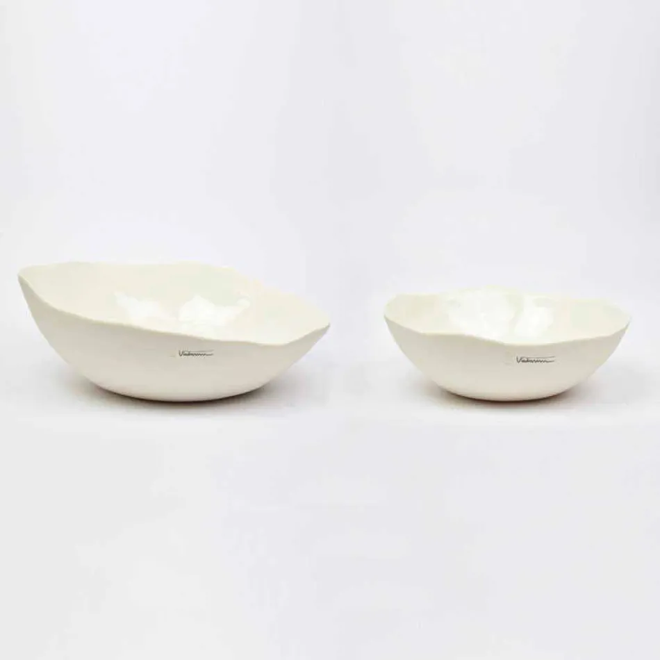 2 Salad Bowls in White Porcelain Unique Pieces of Italian Design - Arciconcreto Viadurini