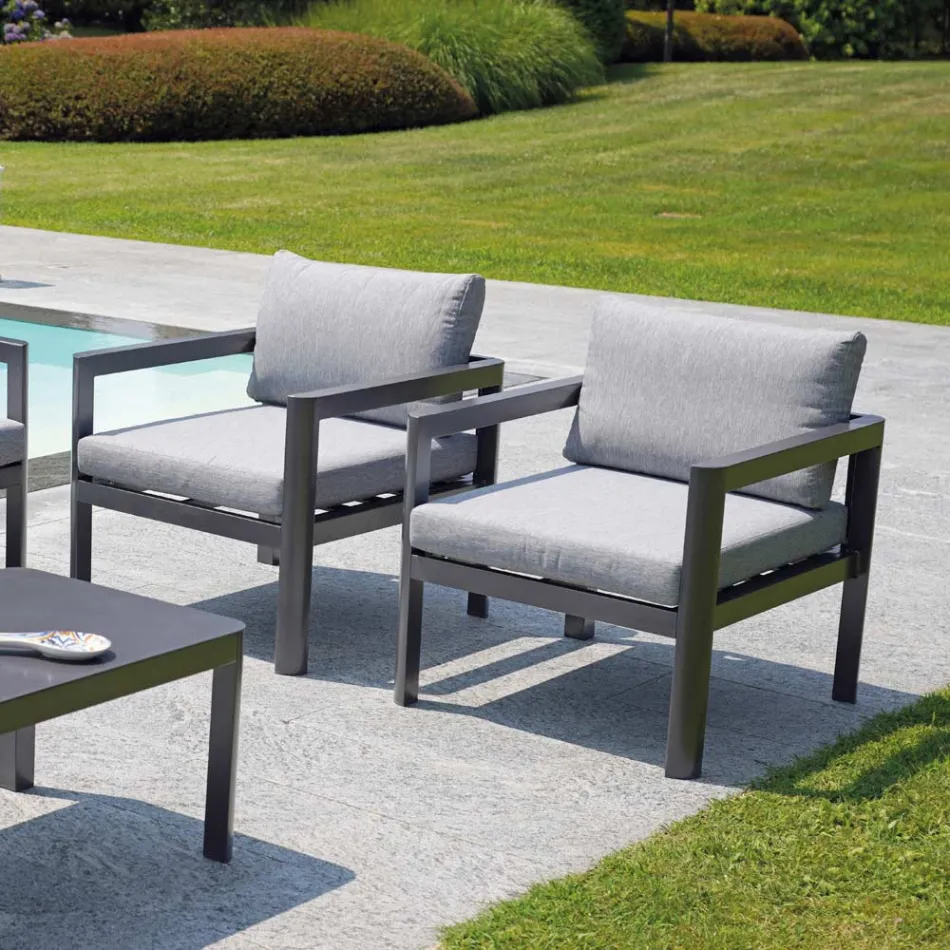 2 Outdoor Chairs in Aluminium and Polyester Cushions - Mickey Mouse Viadurini
