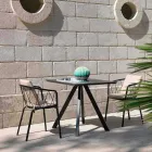 2 Outdoor Armchairs in Painted Metal Stackable Made in Italy - Adia Viadurini