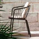 2 Outdoor Armchairs in Painted Metal Stackable Made in Italy - Adia Viadurini