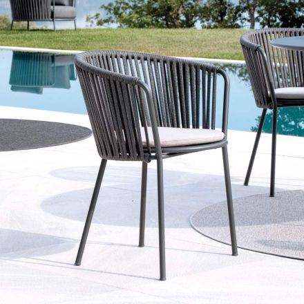 2 Stainless Steel and Rope Back Garden Armchairs - Luxura Viadurini