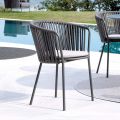 2 Stainless Steel and Rope Back Garden Armchairs - Luxura
