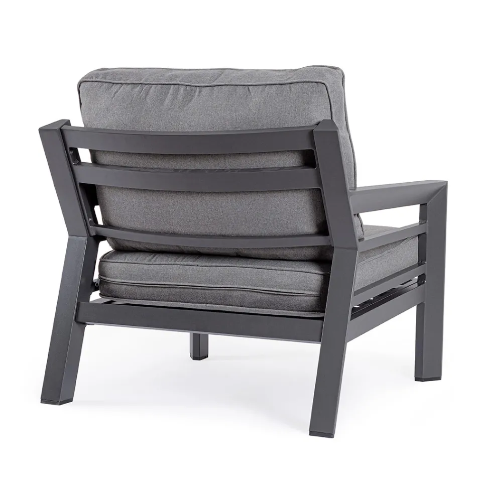 2 Garden Armchairs in Aluminium and Fabric Seat Cushions - Point Viadurini