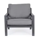 2 Garden Armchairs in Aluminium and Fabric Seat Cushions - Point Viadurini