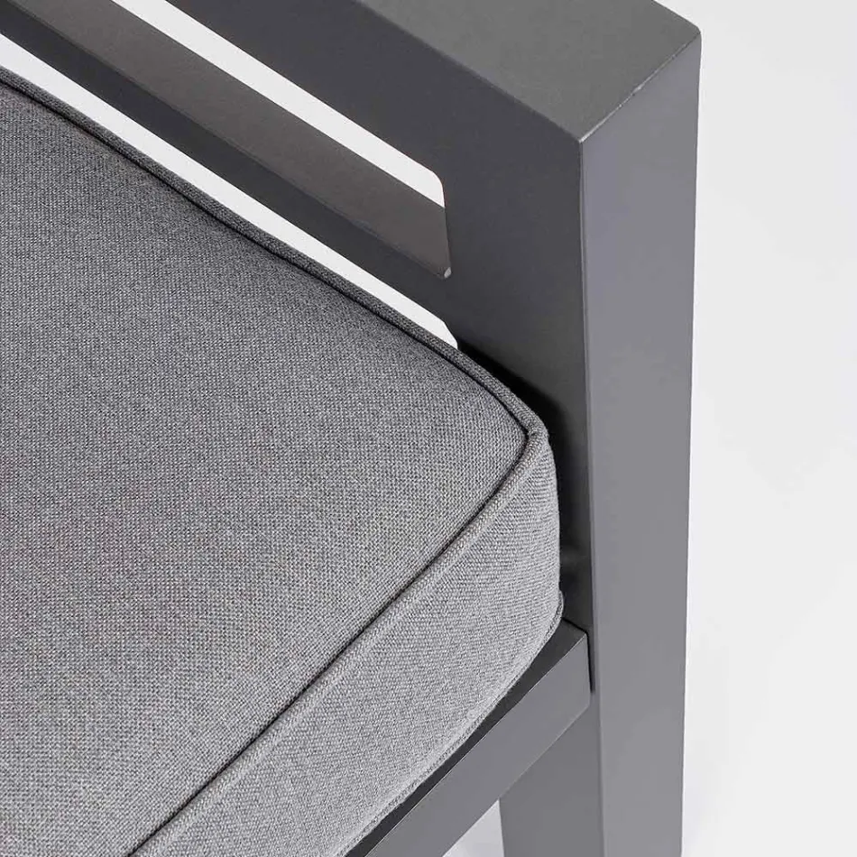 2 Garden Armchairs in Aluminium and Fabric Seat Cushions - Point Viadurini