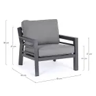2 Garden Armchairs in Aluminium and Fabric Seat Cushions - Point Viadurini