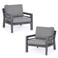 2 Garden Armchairs in Aluminium and Fabric Seat Cushions - Point