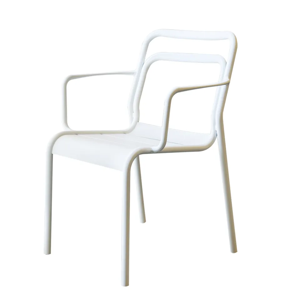 2 Indoor and Outdoor Armchairs in 100% Recycled Aluminium in Different Colours - Drink Viadurini