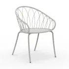 2 Stackable Garden Armchairs in Metal and Cushion Made in Italy - Fontana Viadurini