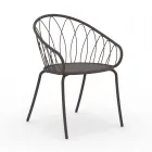 2 Stackable Garden Armchairs in Metal and Cushion Made in Italy - Fontana Viadurini