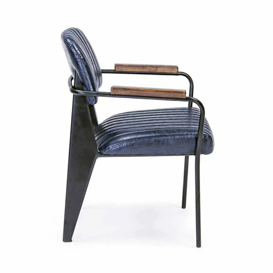 2 Chairs with Armrests in Leatherette Vintage Effect Homemotion - Clare Viadurini