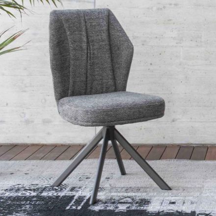 2 Indoor Chairs in Graphite Metal with Bliss Fabric Seat - Tenia Viadurini