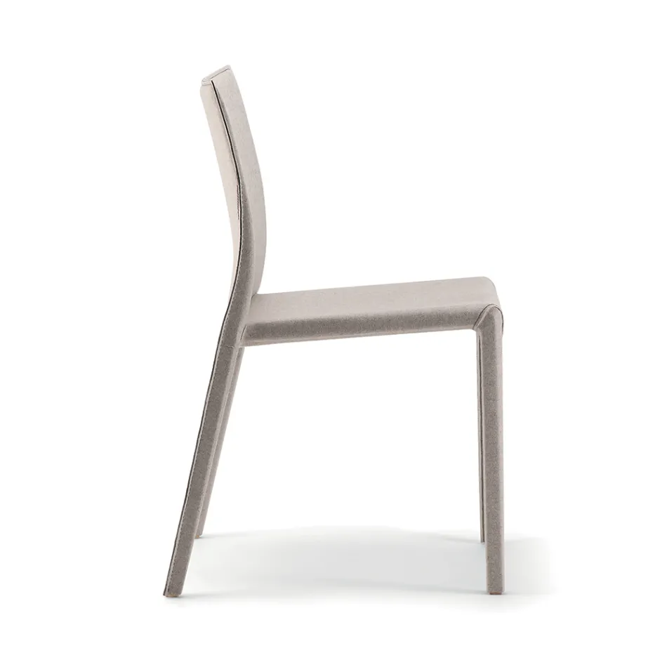 2 Stackable Chairs in Polypropylene, Fiberglass and Upholstered in Wool - Found Viadurini