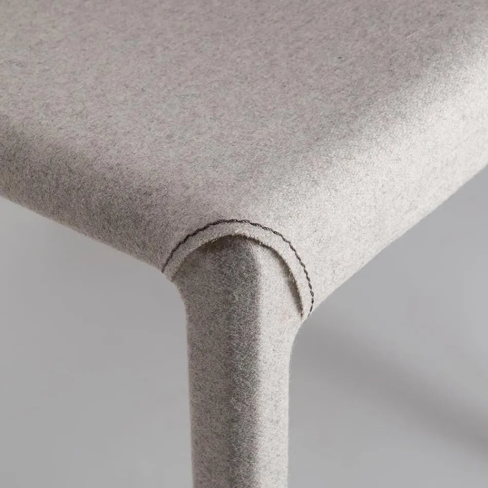 2 Stackable Chairs in Polypropylene, Fiberglass and Upholstered in Wool - Found Viadurini