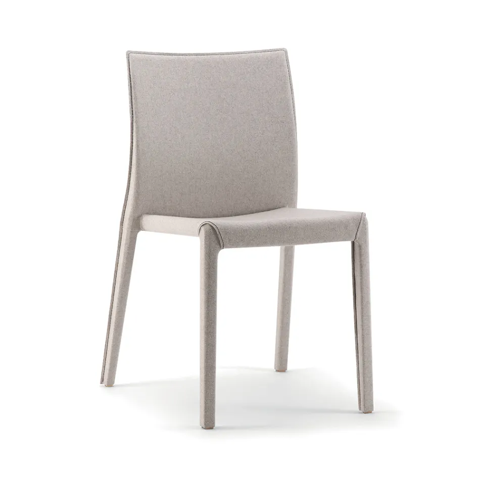 2 Stackable Chairs in Polypropylene, Fiberglass and Upholstered in Wool - Found Viadurini