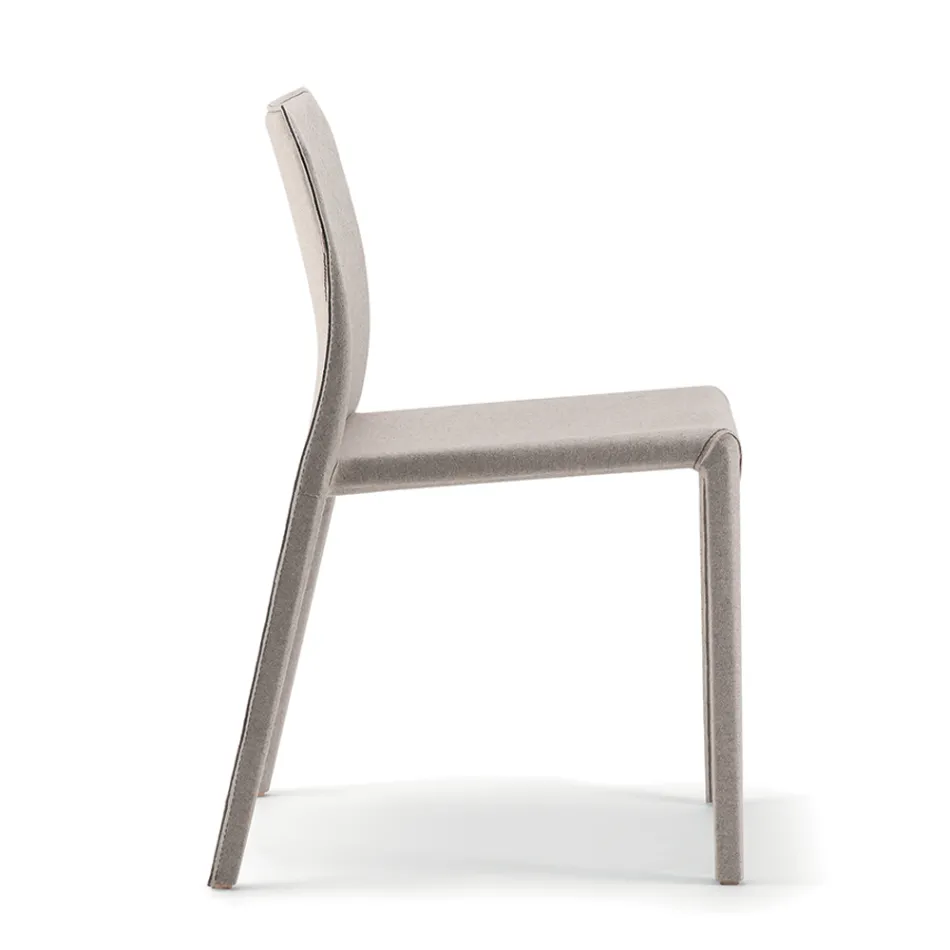 2 Stackable Chairs in Polypropylene, Fiberglass and Upholstered in Grey Wool - Cut Viadurini
