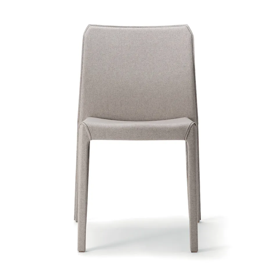 2 Stackable Chairs in Polypropylene, Fiberglass and Upholstered in Grey Wool - Cut Viadurini