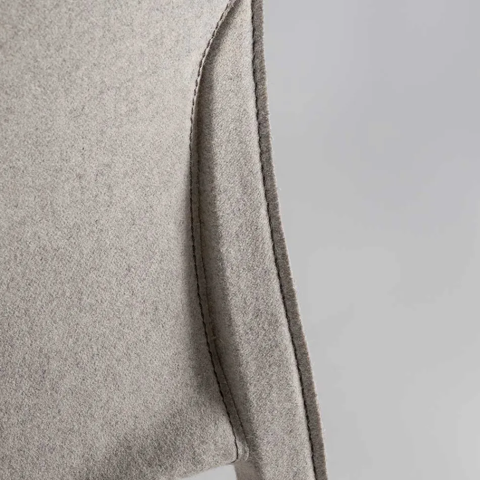 2 Stackable Chairs in Polypropylene, Fiberglass and Upholstered in Grey Wool - Cut Viadurini