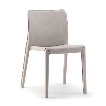 2 Stackable Chairs in Polypropylene, Fiberglass and Upholstered in Grey Wool - Cut Viadurini
