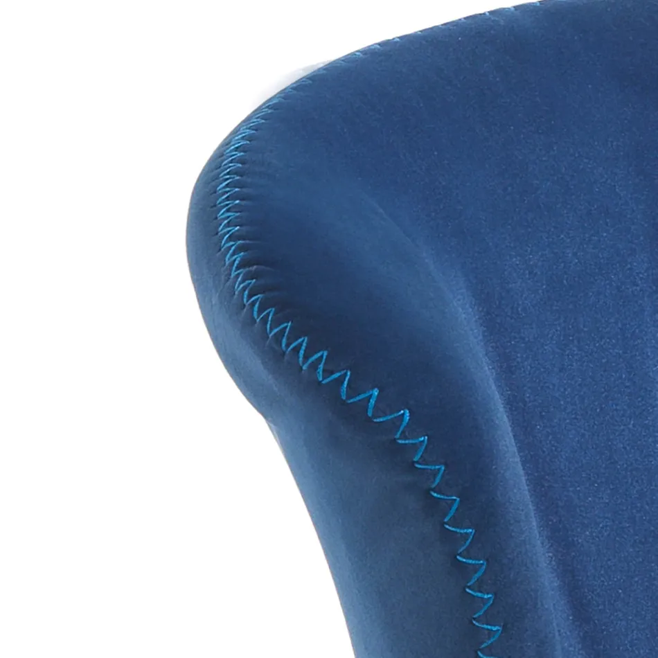 2 Chairs in Blue Velvet Effect Microfiber Fabric - Everest Viadurini
