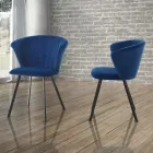 2 Chairs in Blue Velvet Effect Microfiber Fabric - Everest Viadurini
