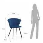 2 Chairs in Blue Velvet Effect Microfiber Fabric - Everest Viadurini