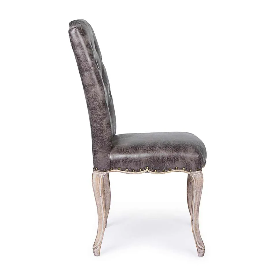 2 Dining Room Chairs with Upholstered and Upholstered Seat Homemotion - Mania Viadurini