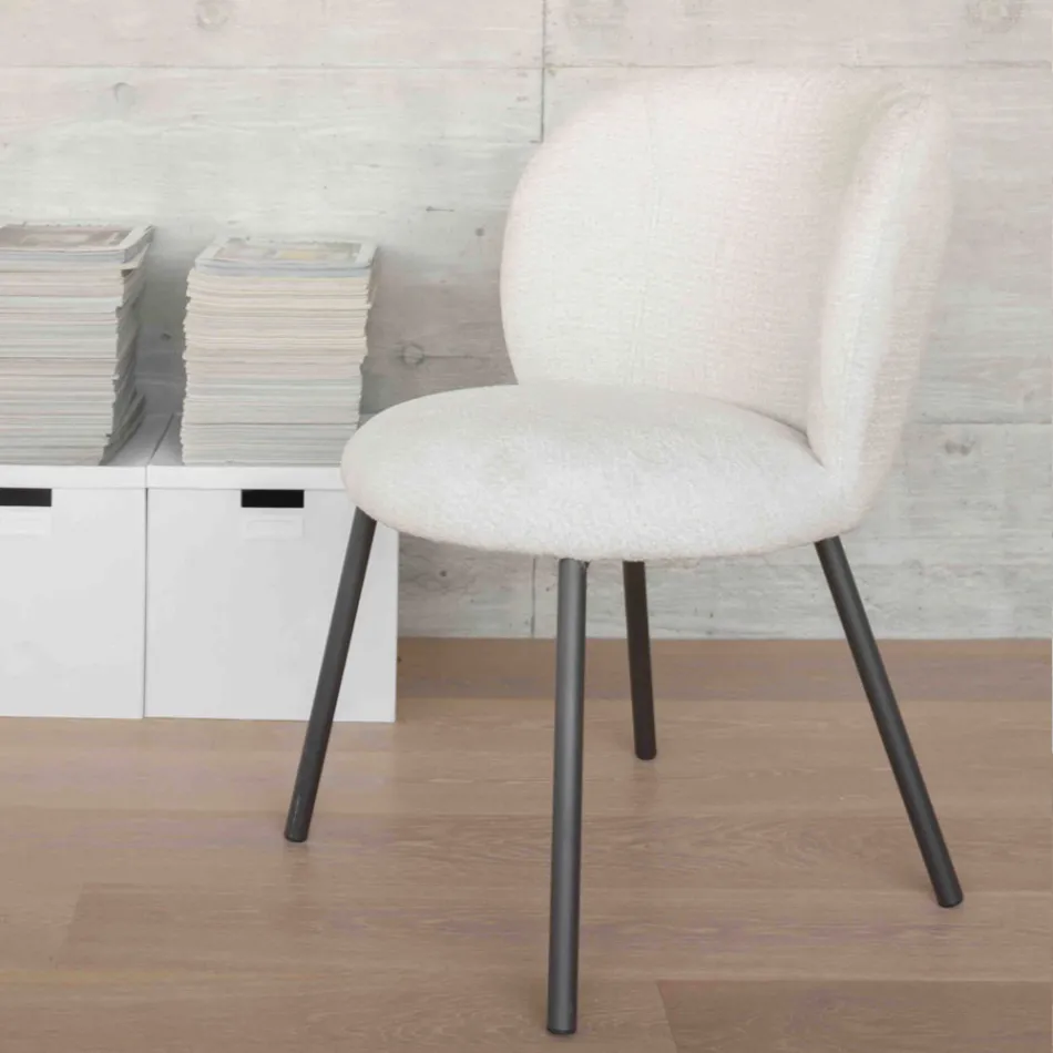 2 Chairs Made of Graphite Metal with Bliss Fabric Seat - Lunea Viadurini