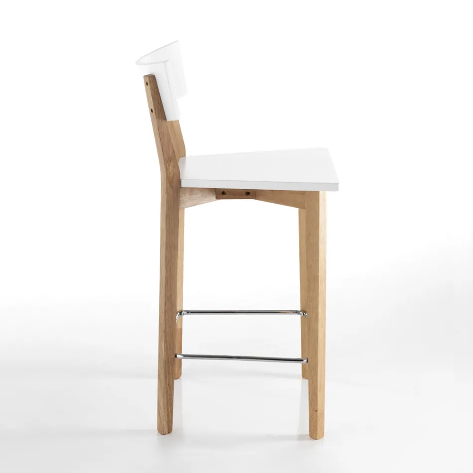 2 Lounge Stools in Solid Wood - Silver Viadurini