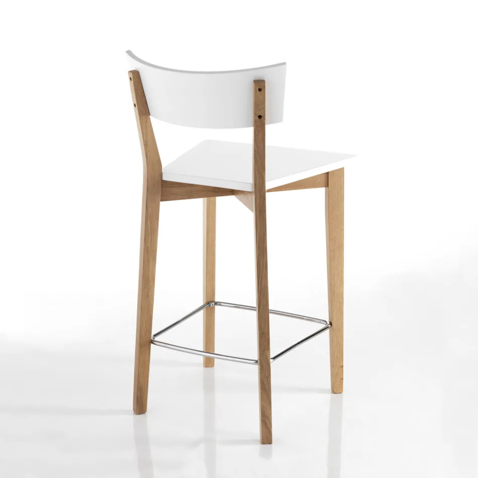 2 Lounge Stools in Solid Wood - Silver Viadurini