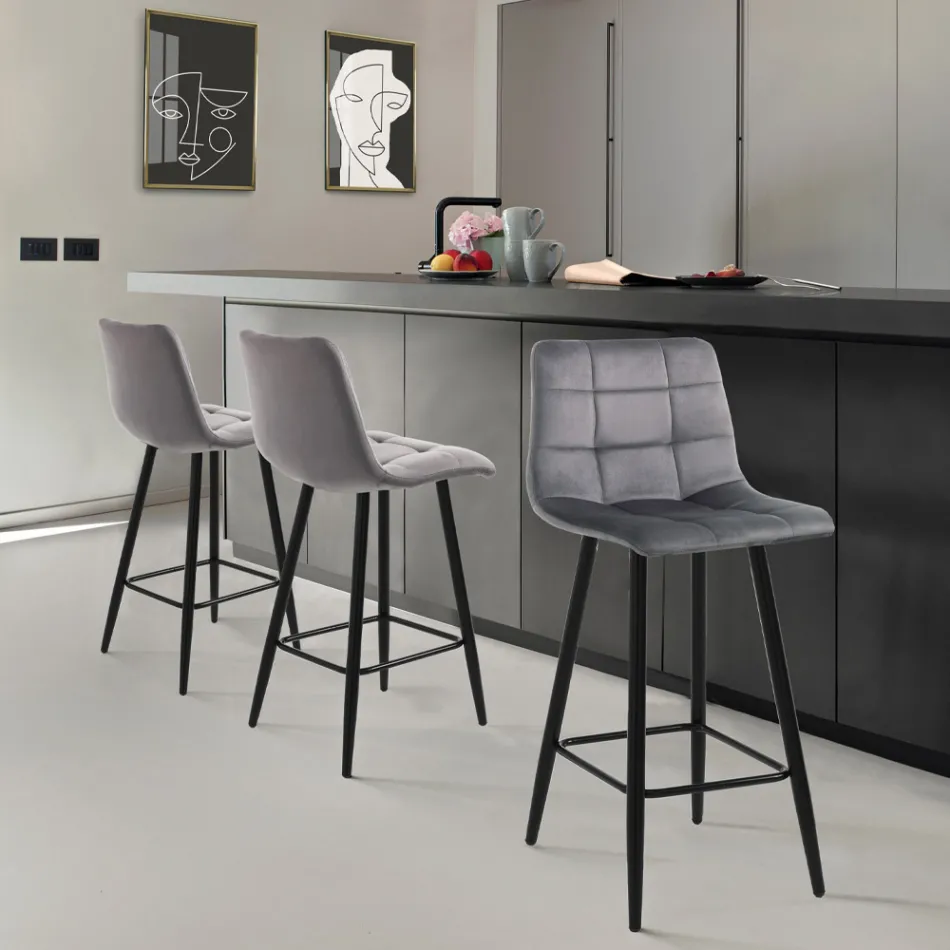 2 Lounge Stools in Fabric and Metal - Copper Viadurini