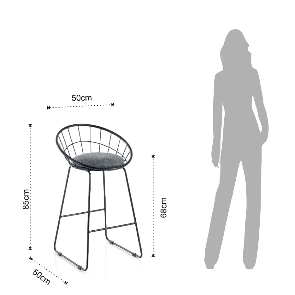 2 Padded Stools and Steel Structure in Different Finishes - Torio Viadurini