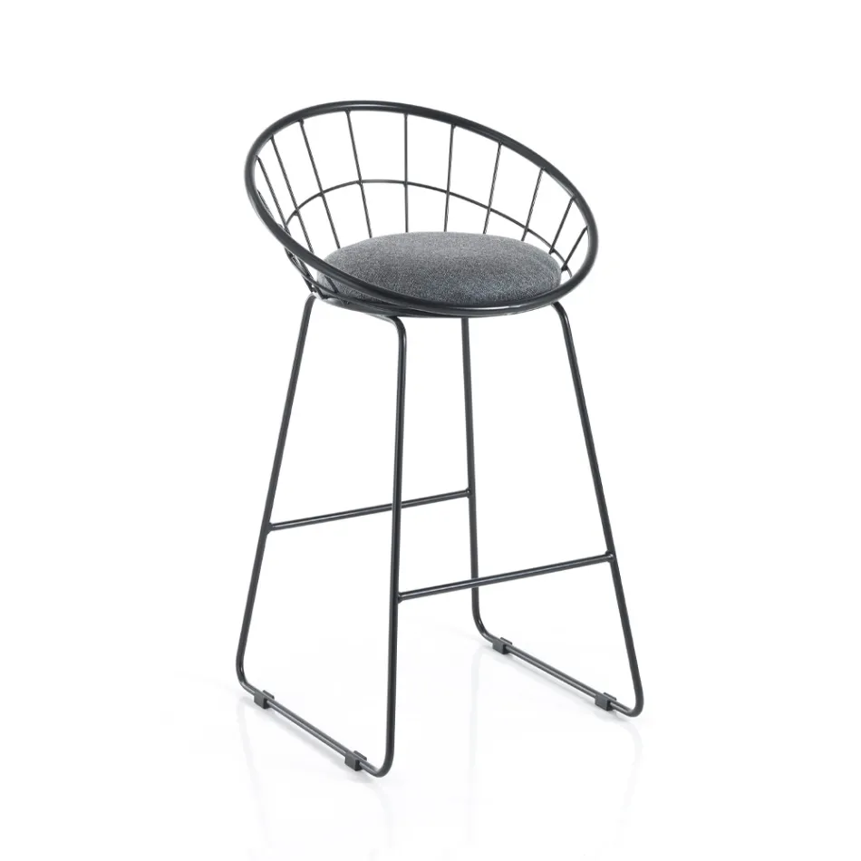 2 Padded Stools and Steel Structure in Different Finishes - Torio Viadurini