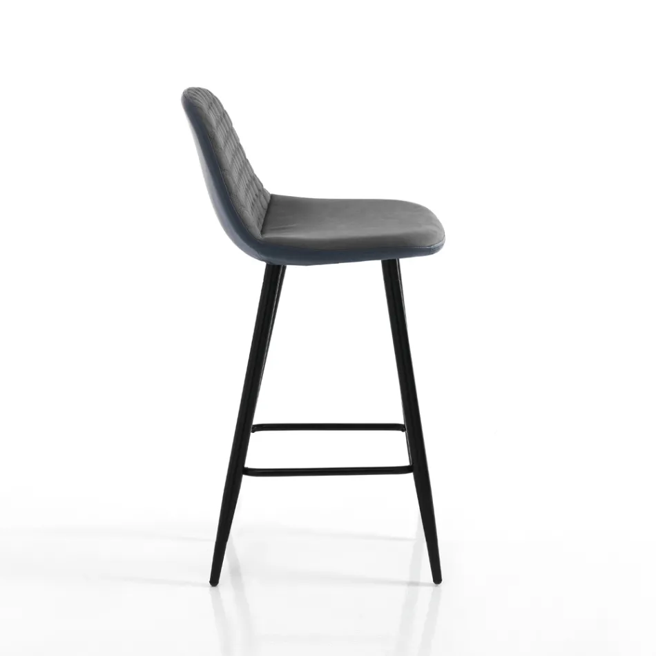 2 Stools in Aged Grey Velvet Effect Fabric - Biscia Viadurini