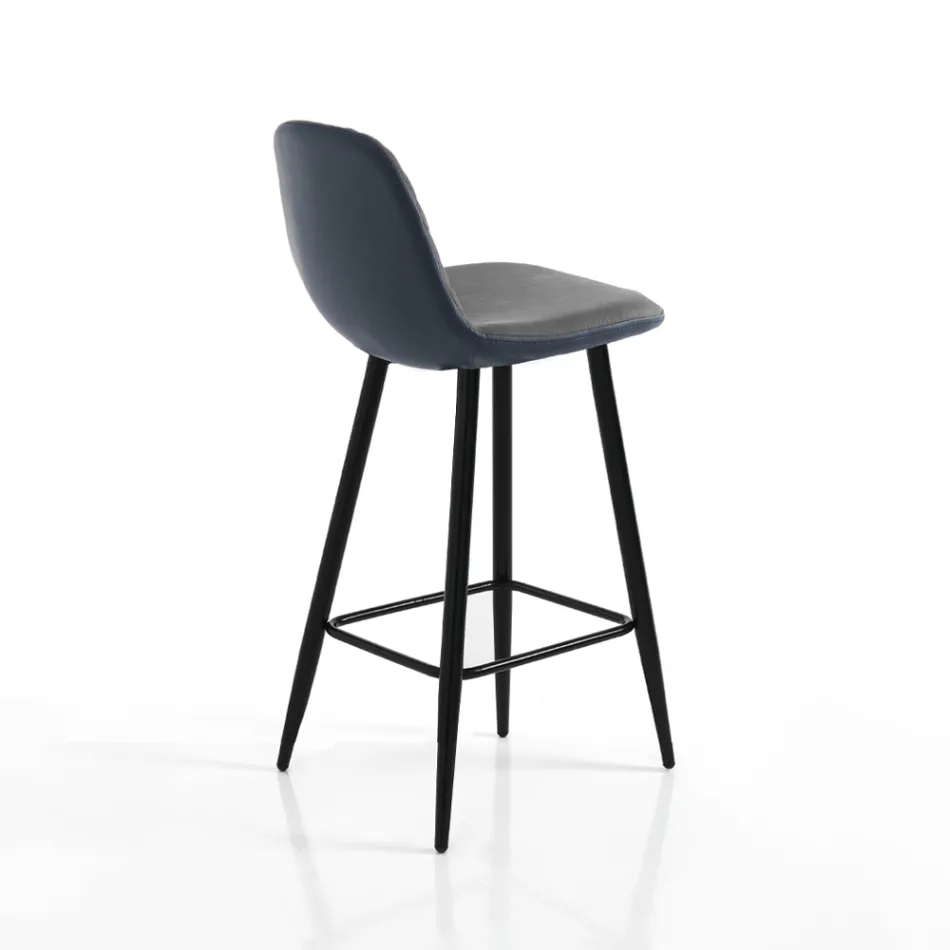 2 Stools in Aged Grey Velvet Effect Fabric - Biscia Viadurini