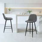 2 Stools in Aged Grey Velvet Effect Fabric - Biscia Viadurini