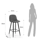 2 Stools in Aged Grey Velvet Effect Fabric - Biscia Viadurini