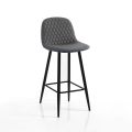 2 Stools in Aged Grey Velvet Effect Fabric - Biscia