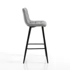 2 Stools in Light Grey Fabric and Metal - Copper Viadurini