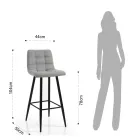 2 Stools in Light Grey Fabric and Metal - Copper Viadurini