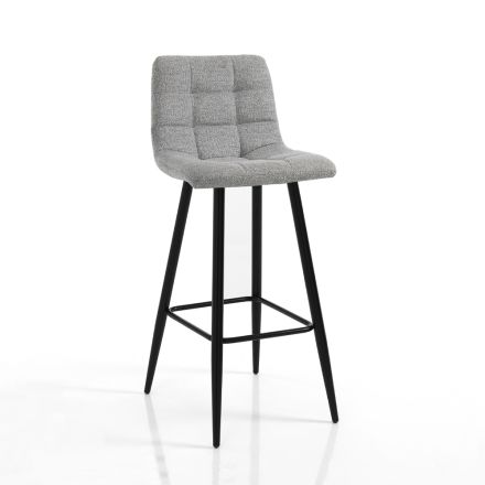 2 Stools in Light Grey Fabric and Metal - Copper Viadurini