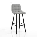 2 Stools in Light Grey Fabric and Metal - Copper