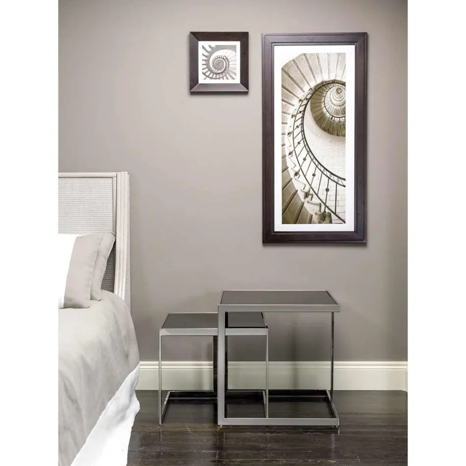 2 modern design coffee tables in steel with Bubbi glass top Viadurini