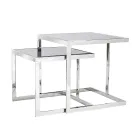 2 modern design coffee tables in steel with Bubbi glass top Viadurini